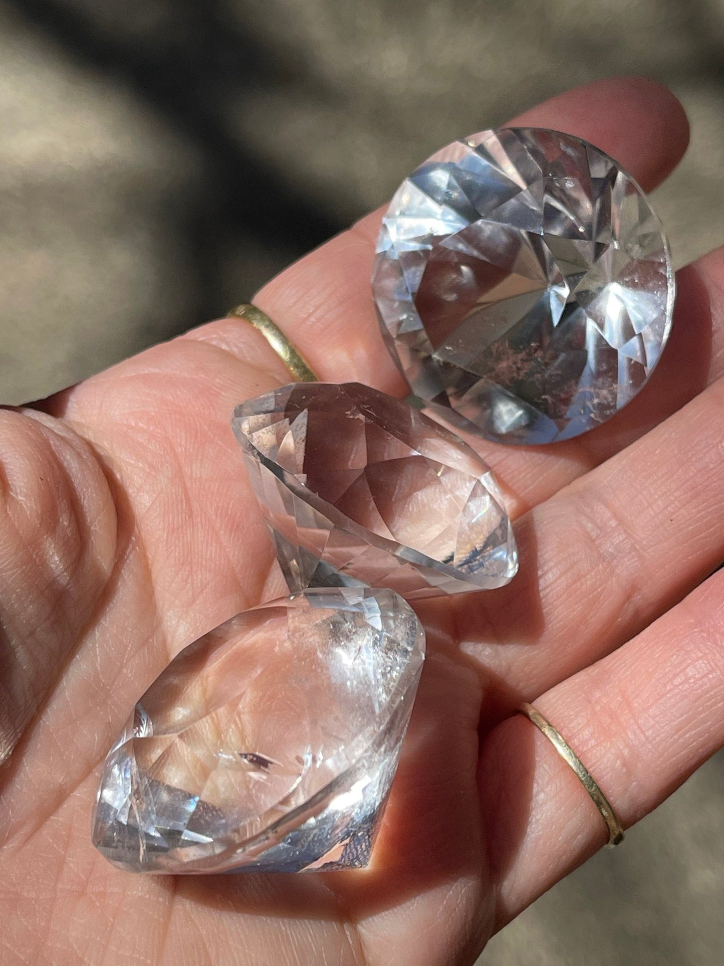 One (1) Quartz Diamond Jewel, Clear Facet Quartz Gems