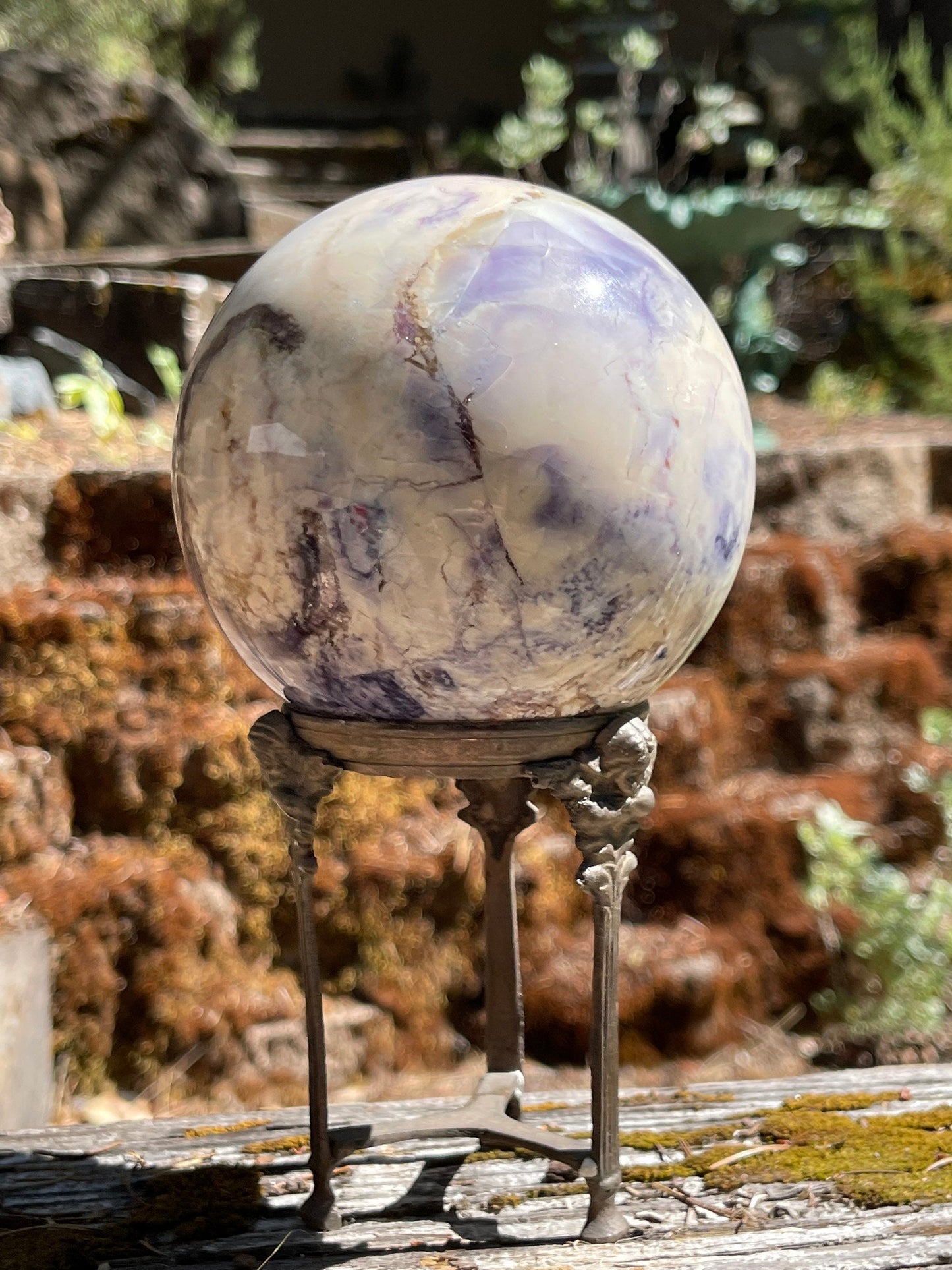 Bertrandite "Tiffany Stone" Sphere, Spor Mountain, Utah, Opalized Fluorite