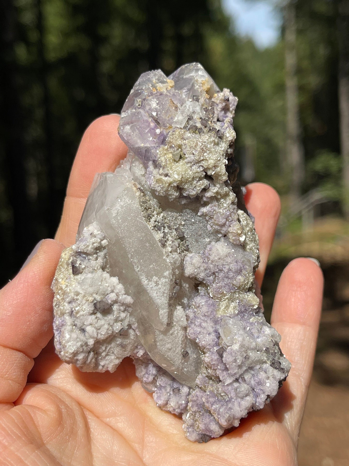 Scheelite, Lepidolite Phantom Fluorite & Quartz, Yaogangxian Minerals, Rare Minerals, Heart, Crown Chakra, Metaphysical Crystals, Q6-1001