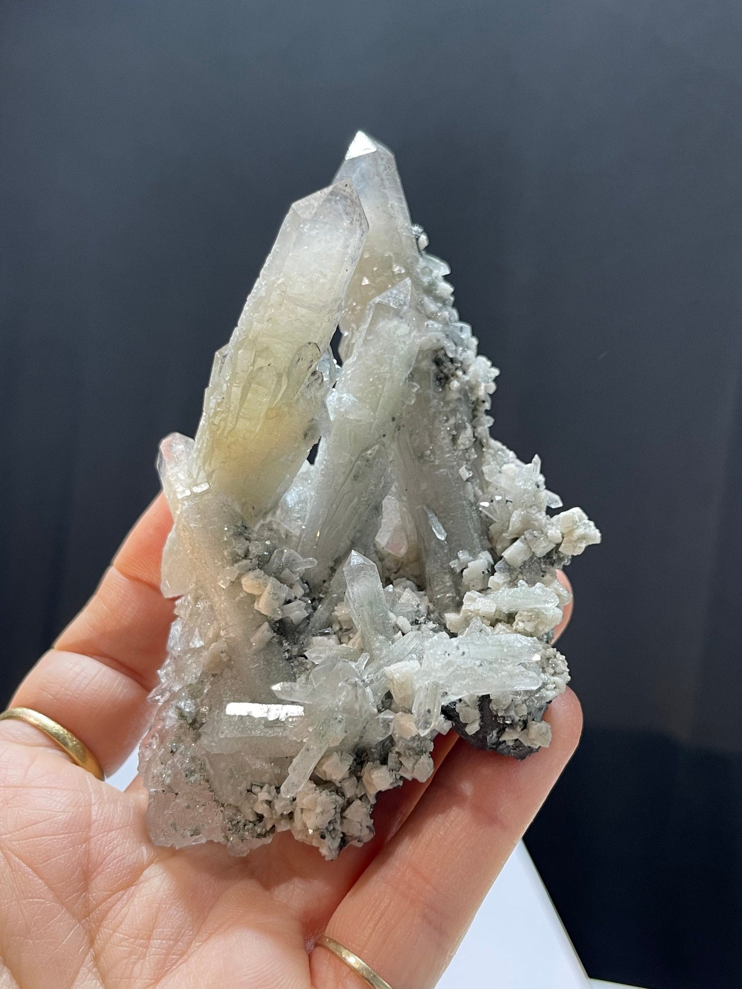 Mongolian Quartz Crystal, Elestial Green Angel Quartz, Lightworker, Rare Quartz Scepter, Hedenbergite Quartz Crystal QM1-1025