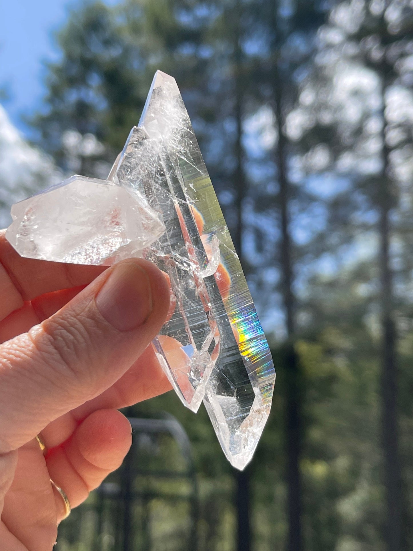 Twinning DT Prismatic Lemurian Quartz, Colombia, Empath Crystal Master Healer Tools, Healing, Divination, Metaphysical, Q8-0512