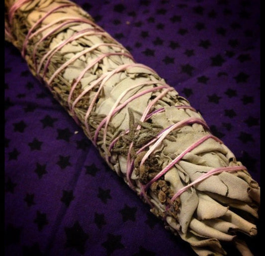Lavender & White Sage Smudge Wand, Cleansing, Purification, Happiness, Meditation, Healing, Positive Energy Free Shipping