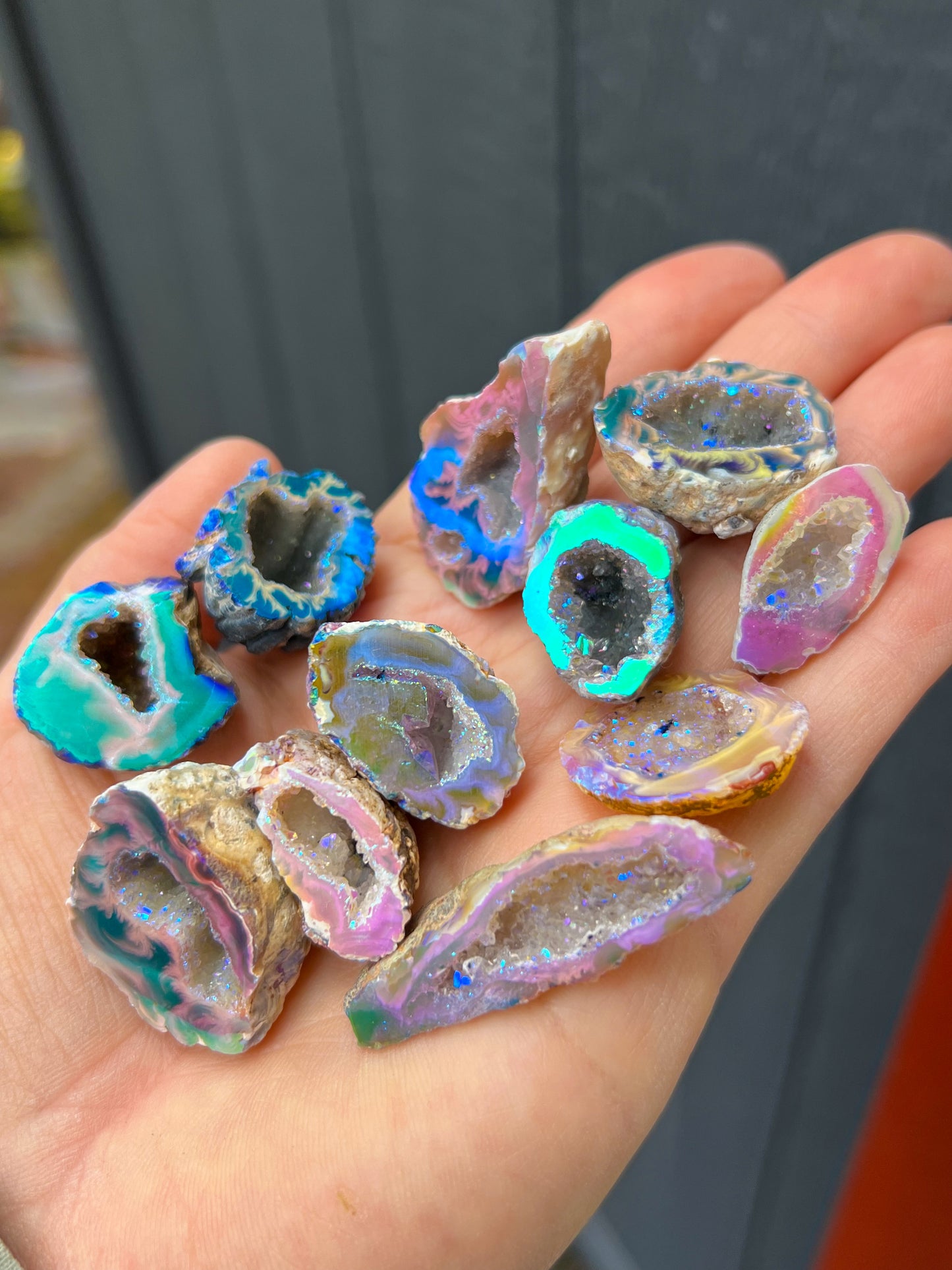 Angel Aura Oco Geode, Sparkly Aura Agates