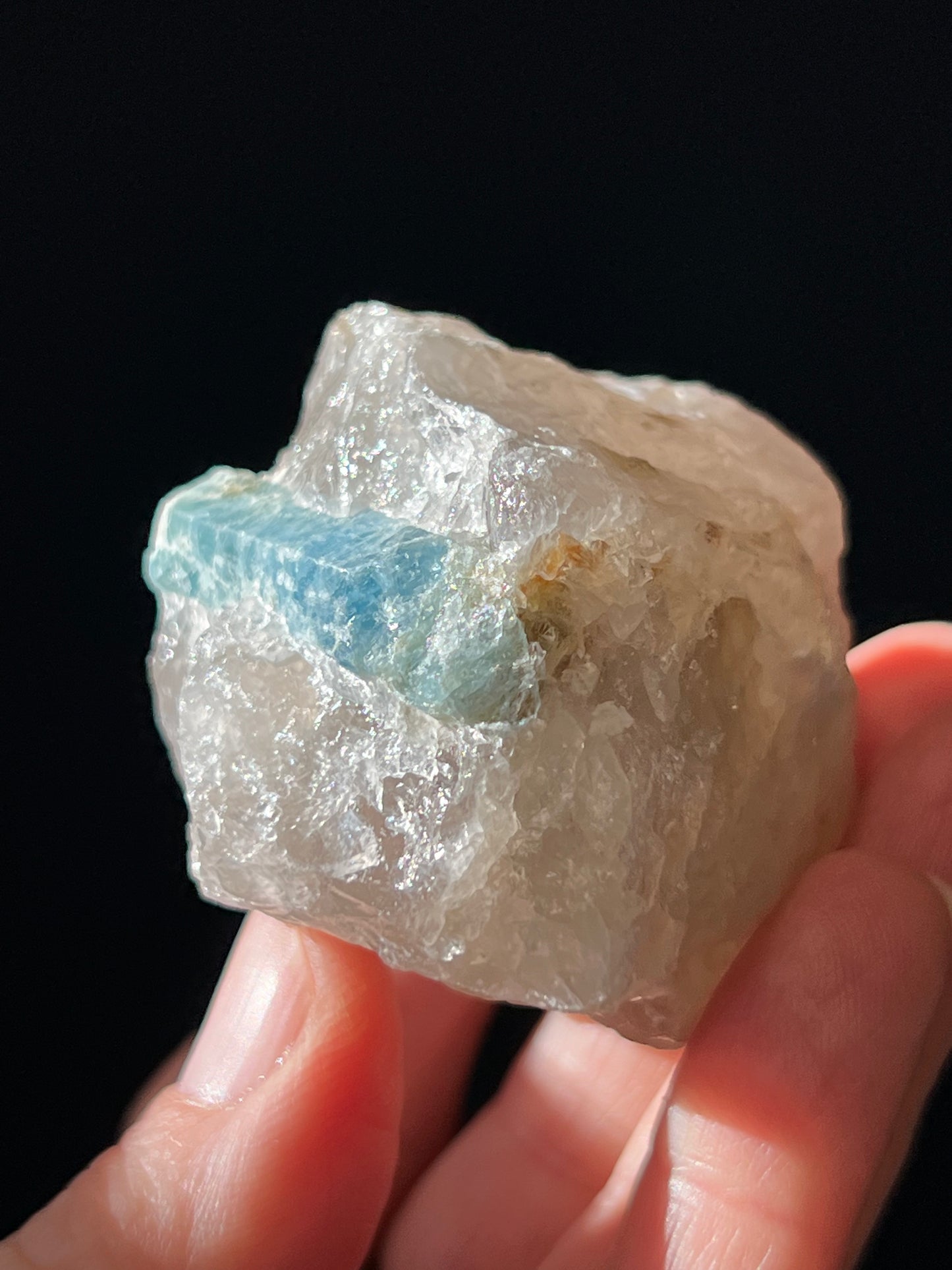 Beryl var. Aquamarine in Smoky Quartz