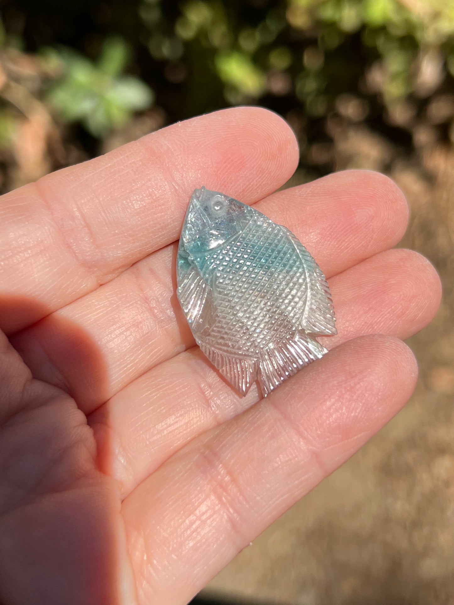 Bicolor Tourmaline Carved Fish, Old Collection