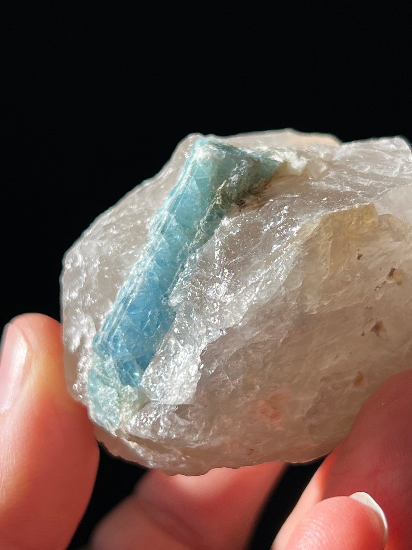 Beryl var. Aquamarine in Smoky Quartz