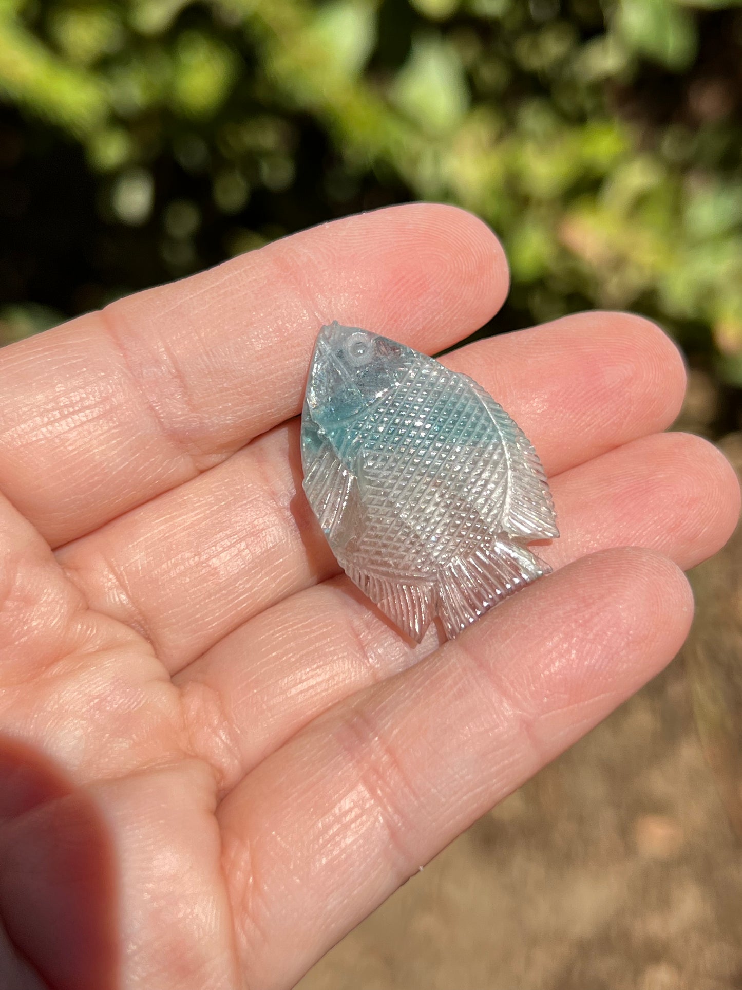 Bicolor Tourmaline Carved Fish, Old Collection